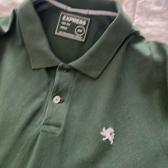 Green Stretch Pique Polo Shirt | Express | Size Medium - Picture 3 of 4